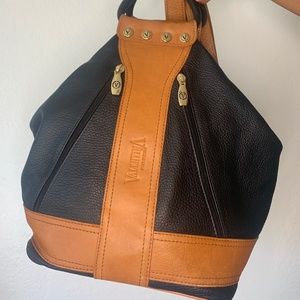 Valentina leather Black/ Brown Convertible Shoulder Bag